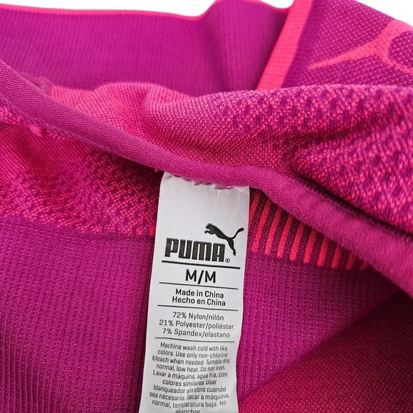 PUMA Sports Bra Pink Lined Padded Cutout Racerback Workout Athletic - Picture 4 of 4